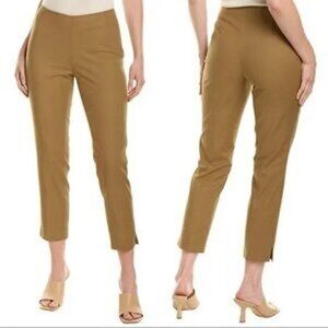 LAFAYETTE 148 Cropped Bleecker Pants Straight Leg Camel Trouser Split Hem size 8